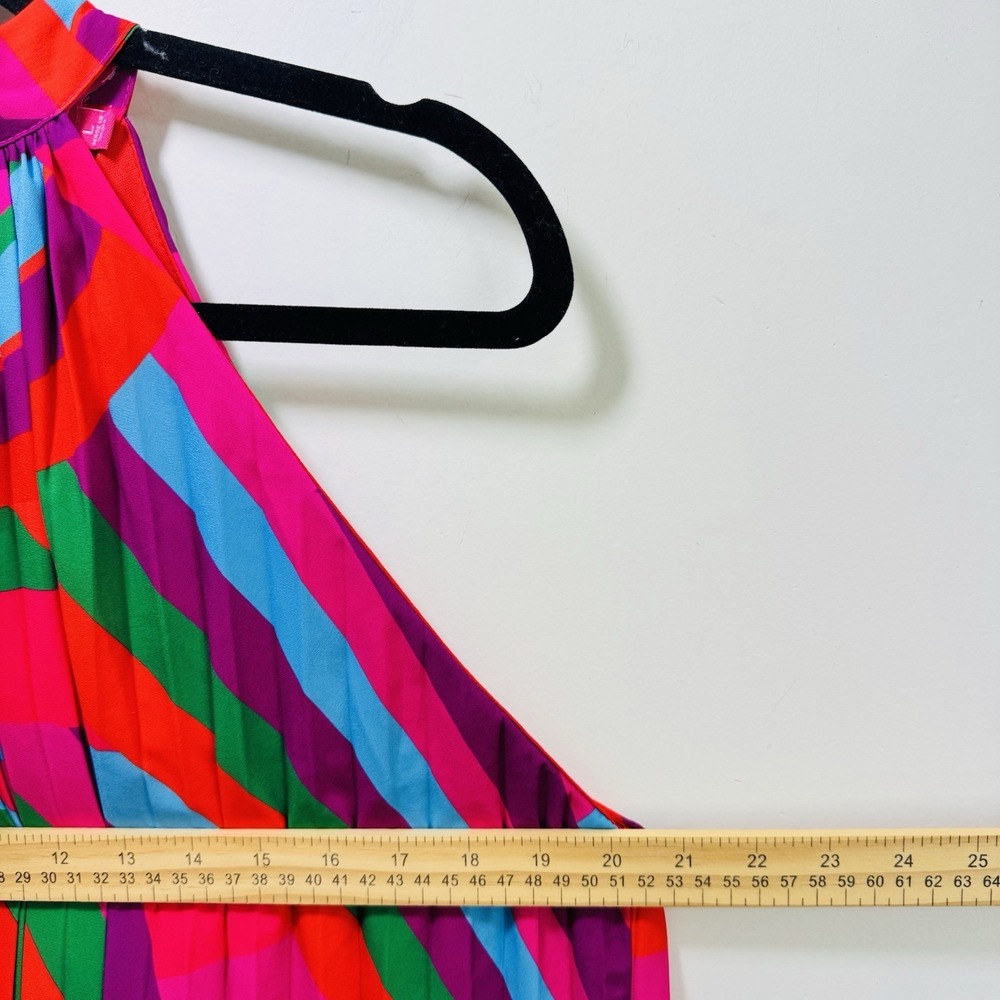 Flying Tomato Halter Trapeze Swing Pleated Resort Short Summer Party Dress L - Picture 7 of 9